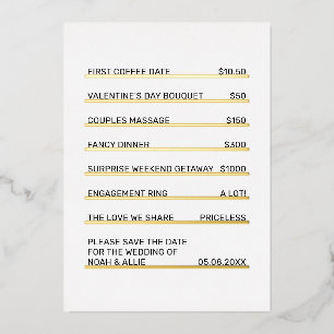 Café Menu Fun Unique Save the Date  Foil Invitation