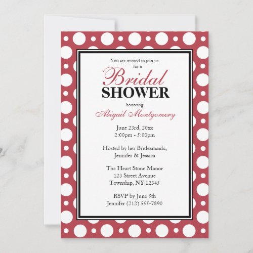 Cafe Merlot Red Assorted Polka Dots Bridal Shower Invitation