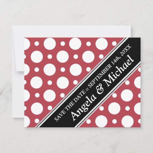 Cafe Merlot Red Assorted Polka Dots Save the Date