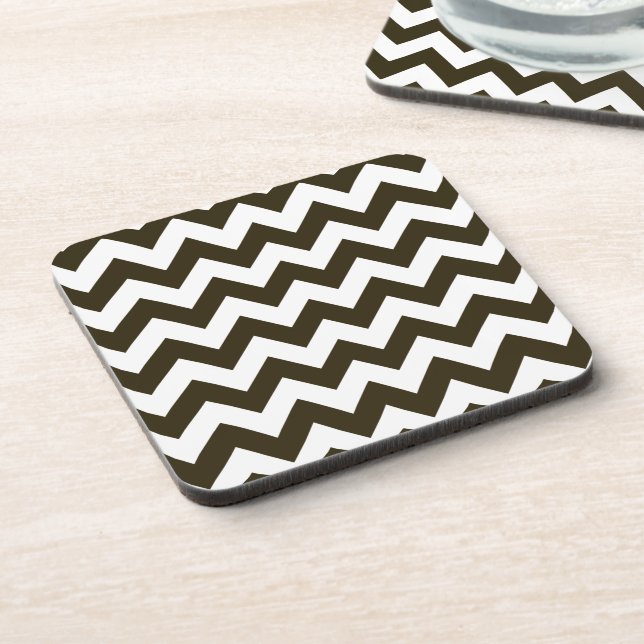 Café Mocha Neutral Chevron Drink Coaster (Left Side)