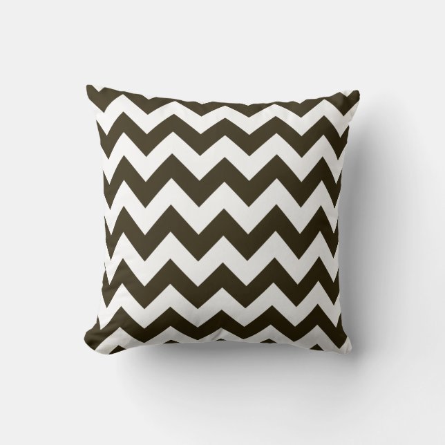 Café Mocha Neutral Chevron Throw Pillow (Front)