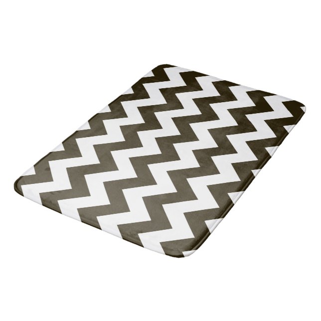 Café Mocha Neutral Chevrons Bathroom Mat (Angled)