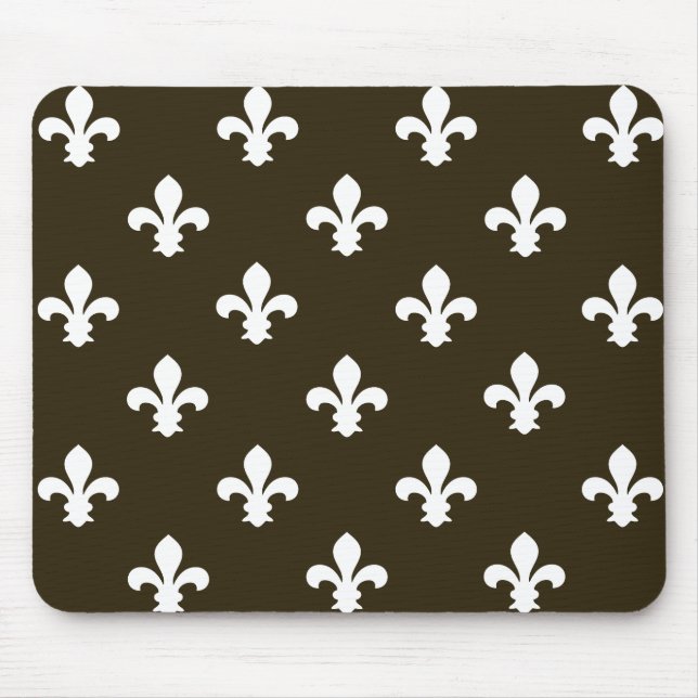 Café Mocha Neutral Fleur de Lys Mouse Pad (Front)