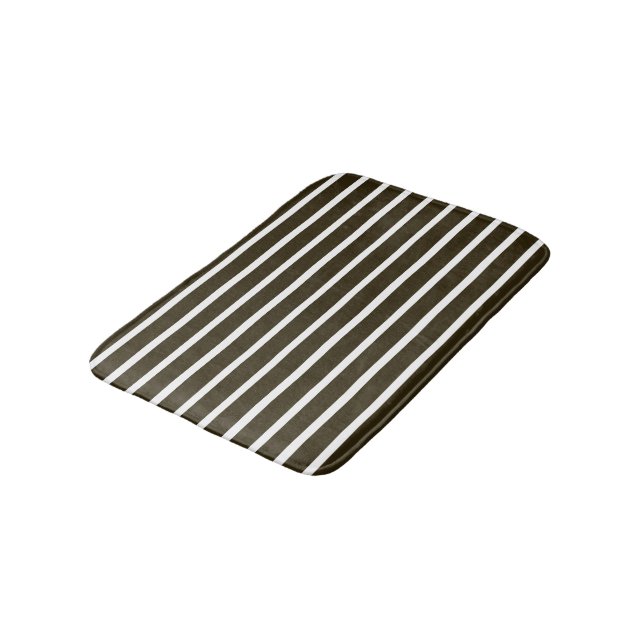 Café Mocha Neutral Stripes Bathroom Mat (Angled)