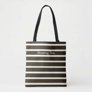 Café Mocha Neutral Stripes Tote Bag