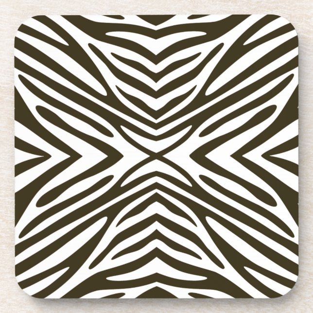 Café Mocha Neutral Zebra Beverage Coaster (Front)