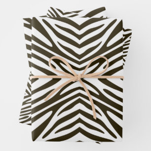 Café Mocha Neutral Zebra Wrapping Paper Sheets