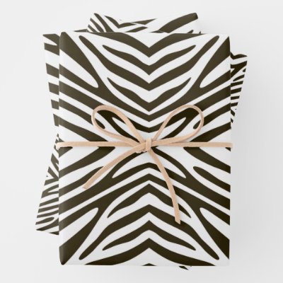 Caf&#233; Mocha Neutral Zebra Wrapping Paper Sheets