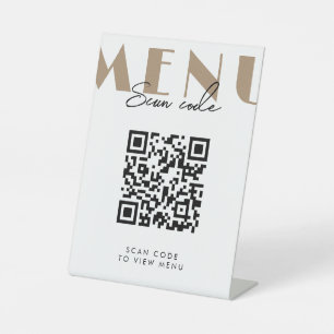 Cafe Modern Scan Menu QR Code Pedestal Sign