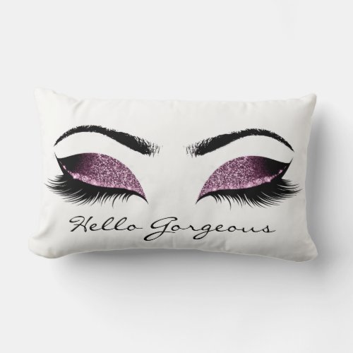 Cafe Noir Purple Makeup Lashes Hello Gorgeous Lumbar Pillow