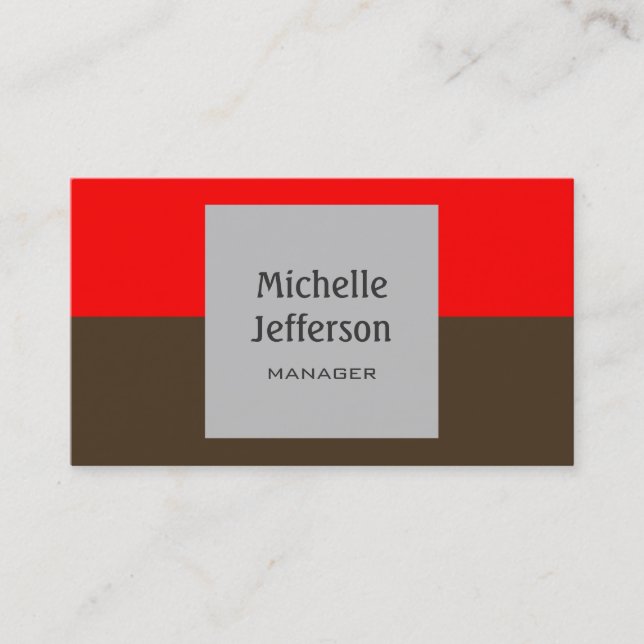 Cafe Noir Red Gray Horizontal Business Card (Front)