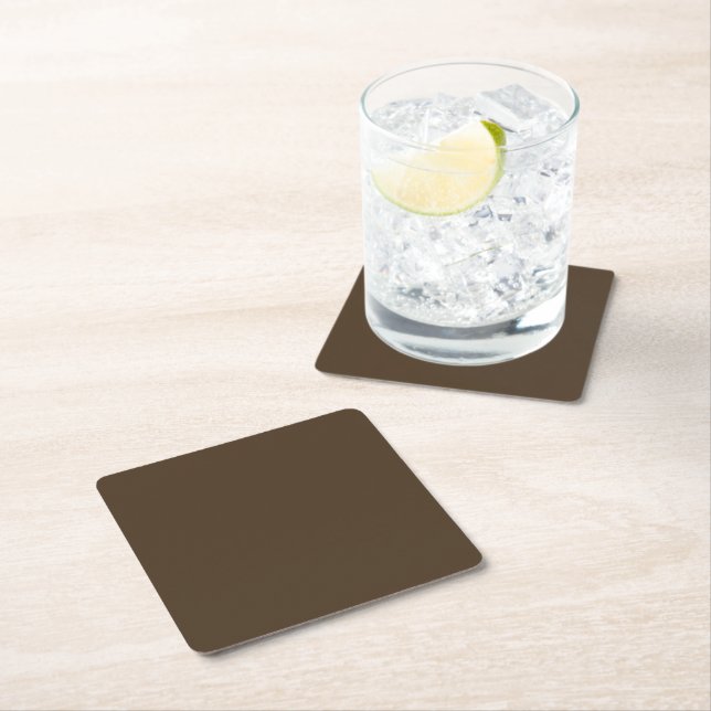 Café noir (solid color)  square paper coaster (Insitu)
