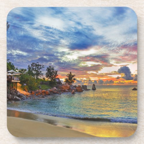 Cafe On Tropical Beach At Sunset Drink Coaster