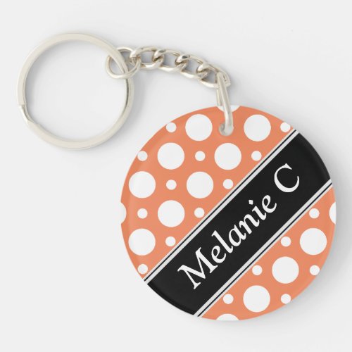 Cafe Orange Assorted Polka Dots Acrylic Keychain