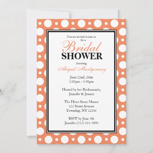 Cafe Orange Assorted Polka Dots Bridal Shower Invitation