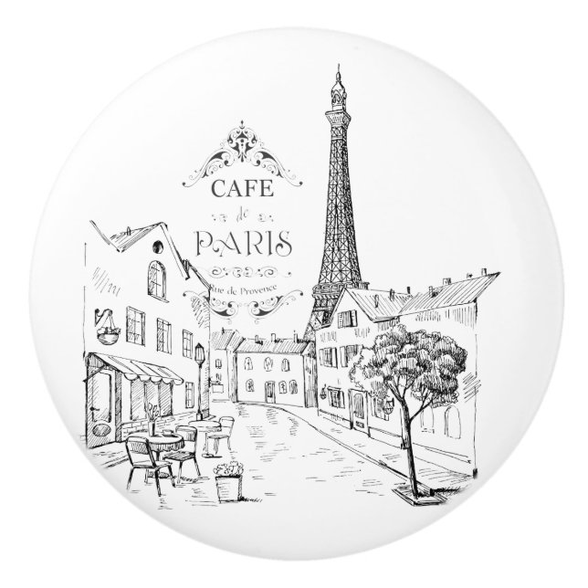 Cafe Paris Ceramic Knob (Front)