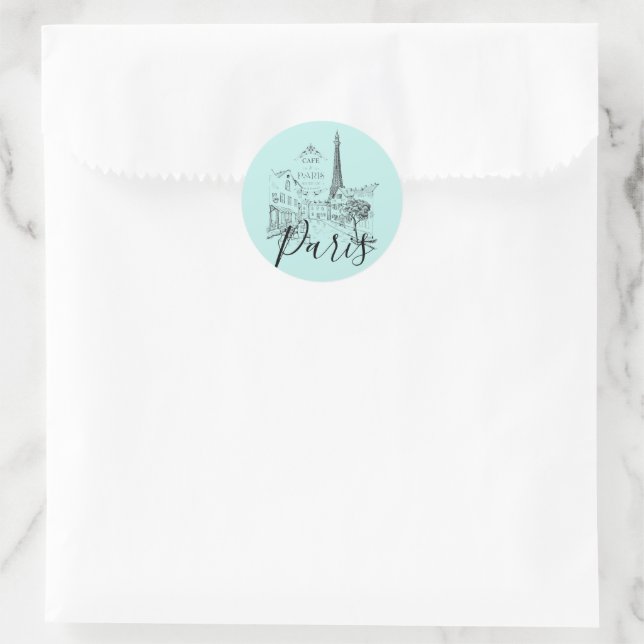 Cafe Paris   Classic Round Sticker (Bag)