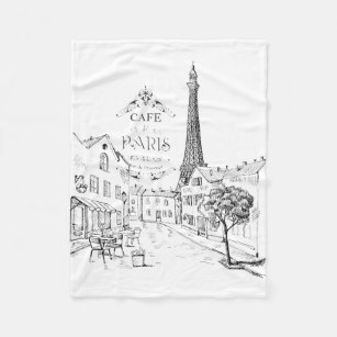 Cafe Paris Fleece Blanket