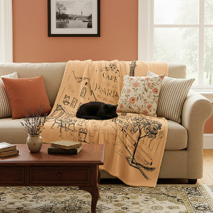 Cafe Paris Fleece Blanket