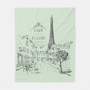 Cafe Paris Fleece Blanket