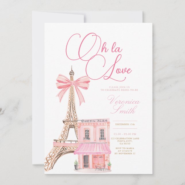 Cafe Paris Tower Theme Bridal Shower Invitation (Front)