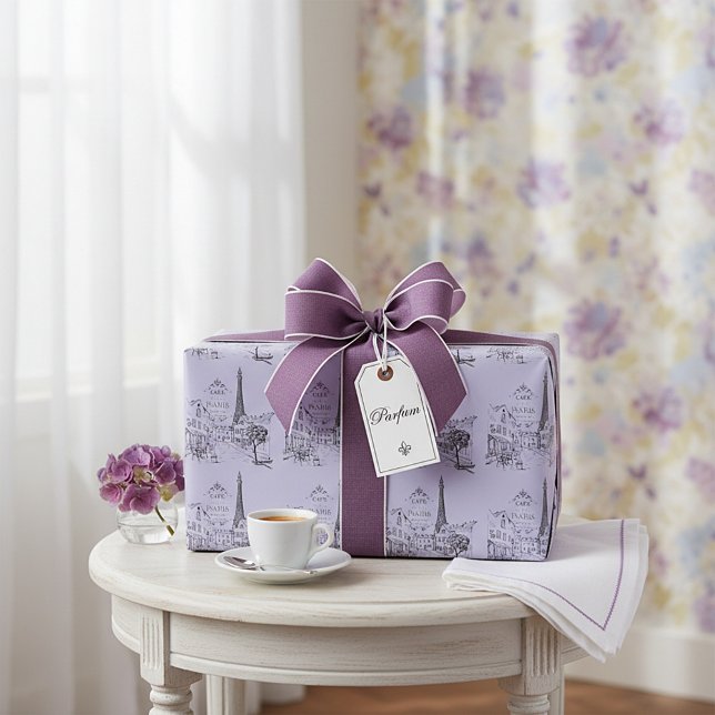 Cafe Paris with custom background color Wrapping Paper (Creator Uploaded)