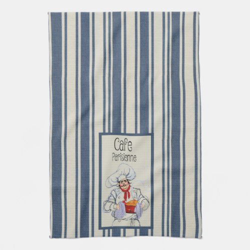Cafe Parisienne Fat French Chef Vintage French Kitchen Towel