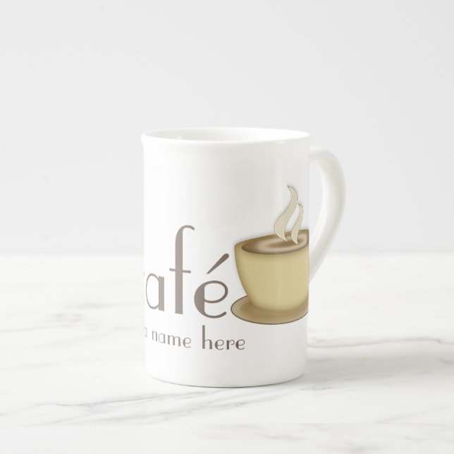 Café Personalized Custom Bone China Mug (Front Right)