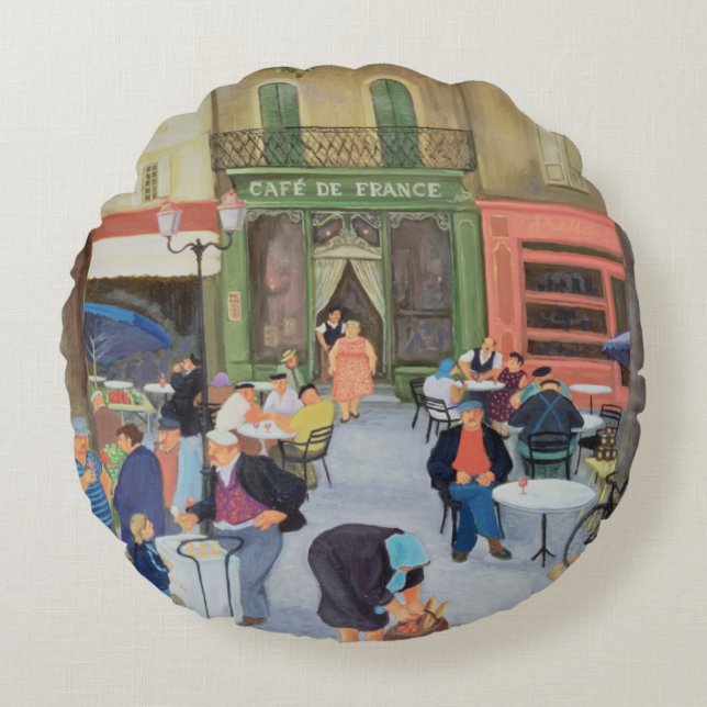 Cafe Provence Round Pillow (Front)