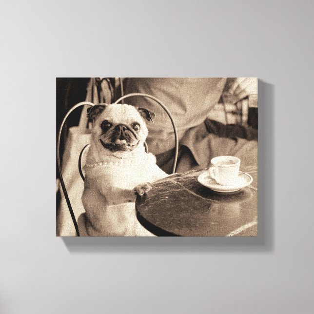 Cafe Pug Canvas Print (Front)