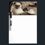 Cafe Pug Dry-Erase Board<br><div class="desc">© Jim Dratfield / Wild Apple. This vintage image shows a pug sitting on a chair with a cup of coffee in front of him. The pug looks like he's sitting inside a cafe.</div>