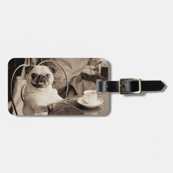 Cafe Pug Luggage Tag by wildapple at Zazzle