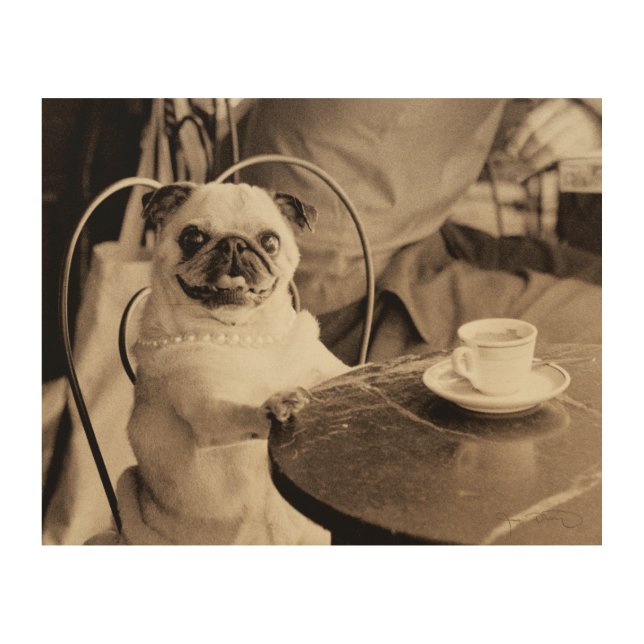 Cafe Pug Wood Wall Decor (Front)