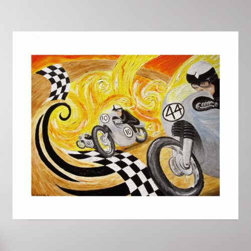 Cafe Racer _ Painting of Vintage Motorcycle Racing Poster