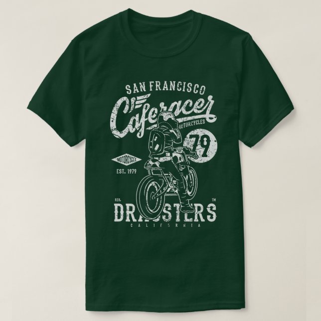 Cafe Racer Retro Motorcycle Biker   T-Shirt (Design Front)