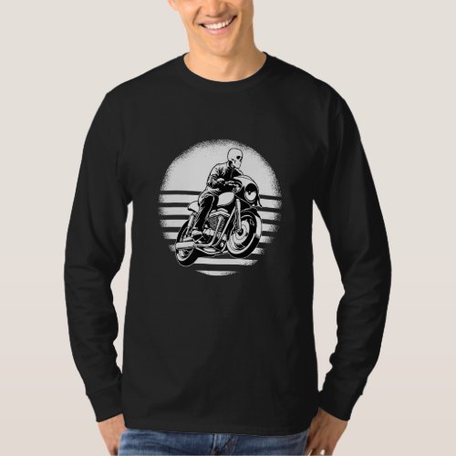 Cafe Racer Rider Skeleton Cafe racer bench motorcy T_Shirt