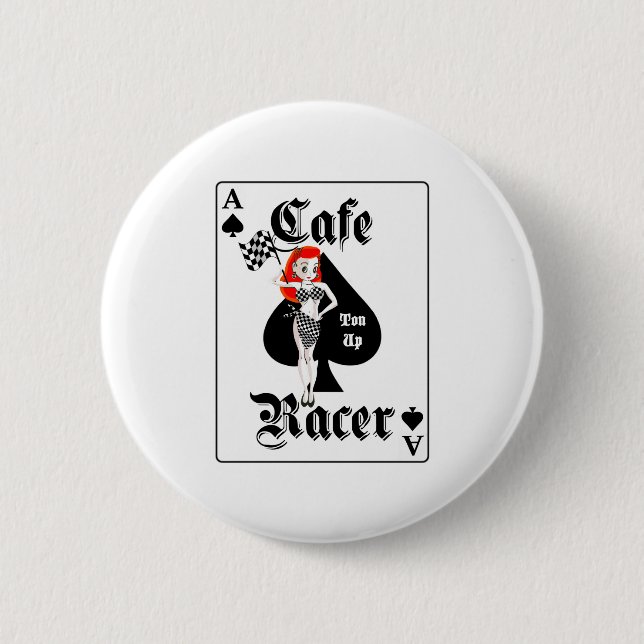 Cafe Racer Ton Up Redhead Button (Front)