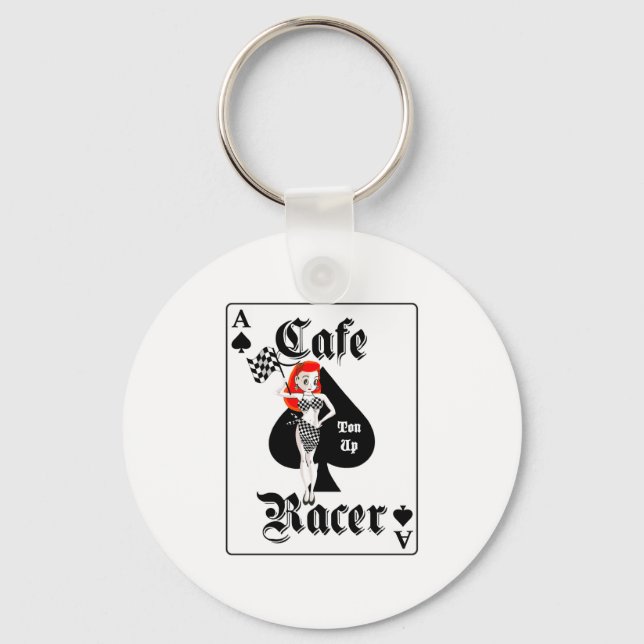Cafe Racer Ton Up Redhead Keychain (Front)