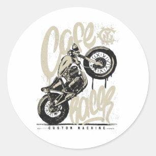 Cafe racer vintage motorcycle classic round sticker