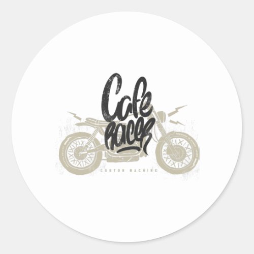 Cafe racer vintage motorcycle classic round sticker