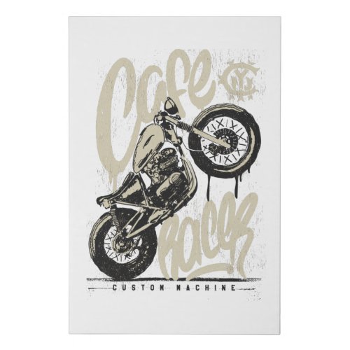 Cafe racer vintage motorcycle faux canvas print