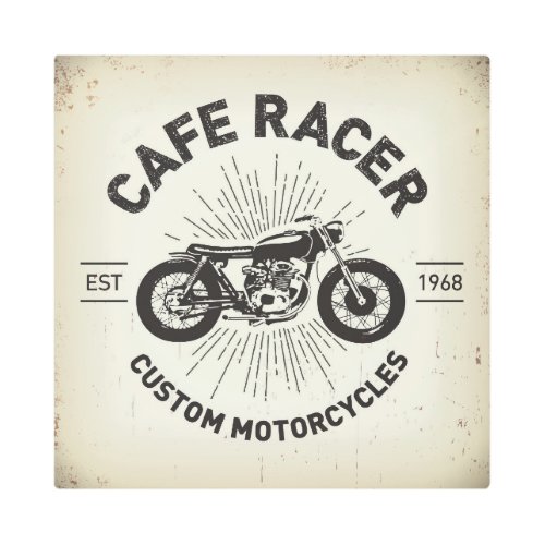 Cafe Racer Vintage Motorcycle Metal Wall Sign