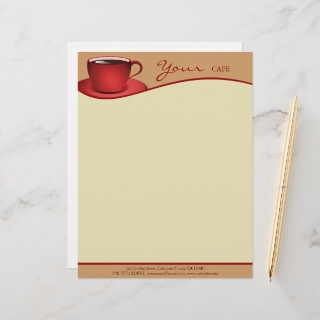 Cafe Red Cup Coffee Shop Business Letterhead (Front/Back In Situ)