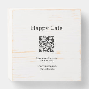 Cafe restaurant scan to see menu order QR hotel fo Wooden Box Sign