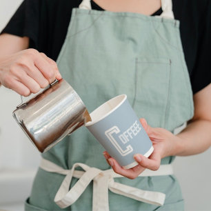 Cafe Restaurant Take away Blue Coffee Script Paper Cups