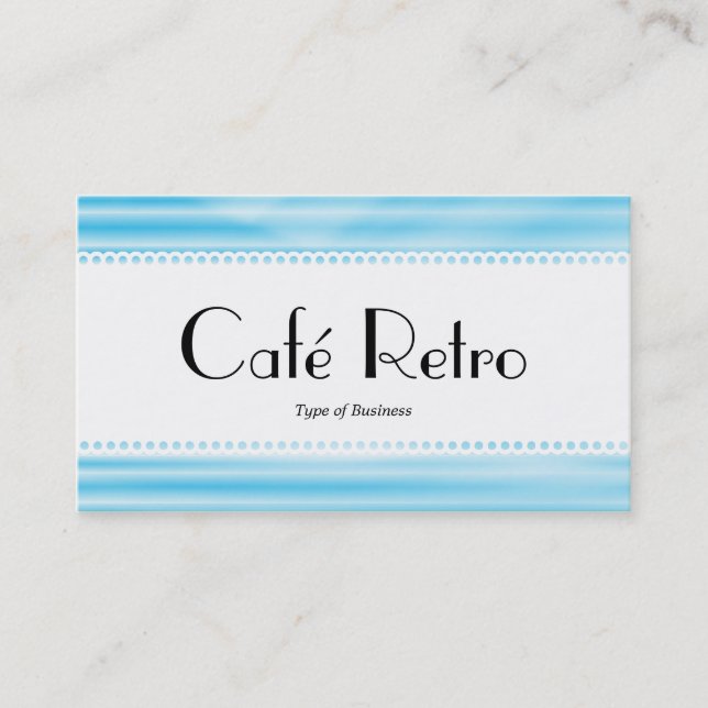 Café Retro (Scalloped) - Corrugated Blue Business Card (Front)
