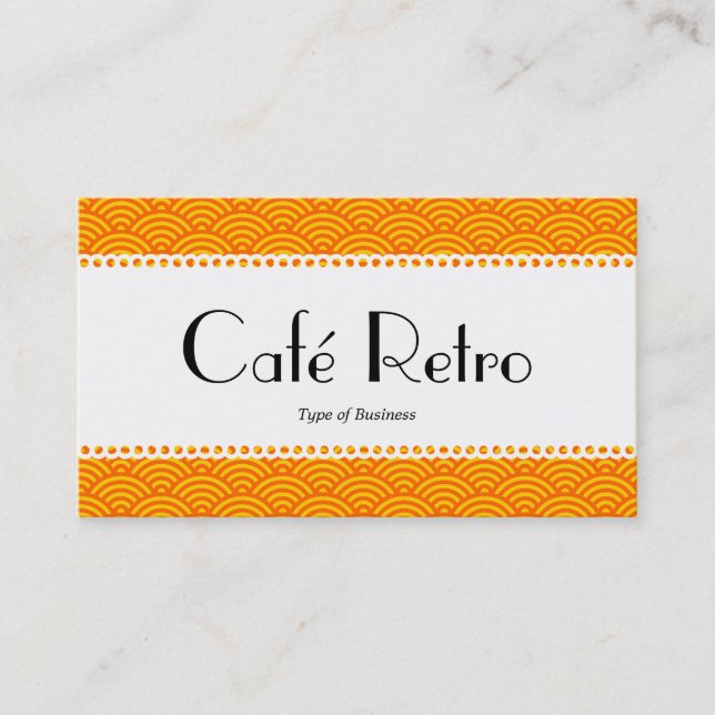 Café Retro (Scalloped) - Fish Scale Pattern Business Card (Front)