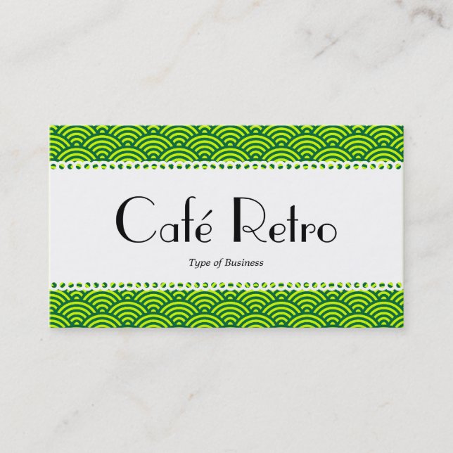 Café Retro (Scalloped) - Fish Scale Pattern Business Card (Front)
