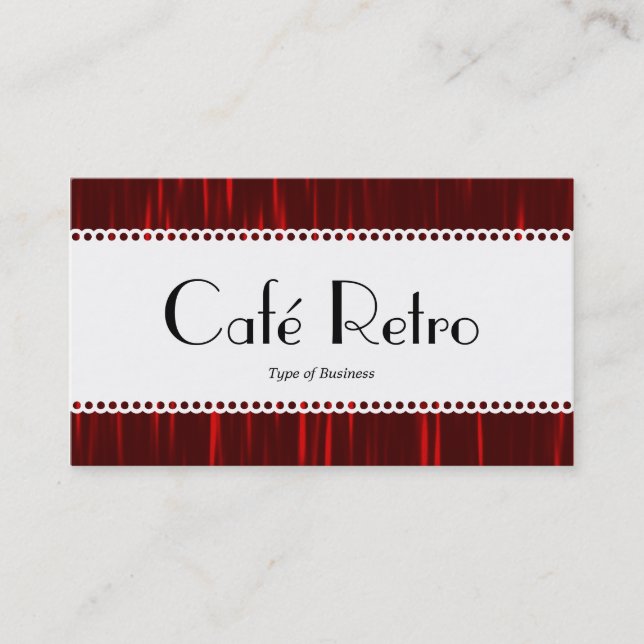 Café Retro (Scalloped) - Red Streaks Business Card (Front)