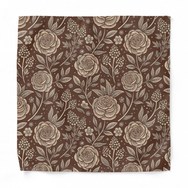 Cafe Rose Wild Floral Pattern Bandana (Front)